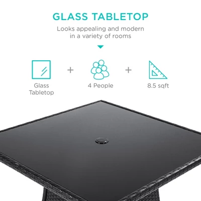 Best Choice Products 5-Piece Indoor Outdoor Wicker Patio Dining Table Furniture Set W/ Umbrella Cutout, 4 Chairs 2 Best Choice Products 5-Piece Indoor Outdoor Wicker Patio Dining Table Furniture Set W/ Umbrella Cutout, 4 Chairs - Image 2