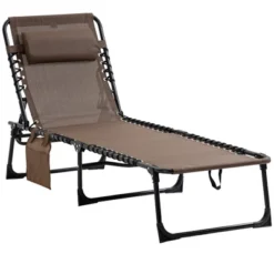 Outsunny Reclining Chaise Lounge Chair, Portable Sun Lounger, Folding Camping Cot, With Adjustable Backrest And Removable Pillow, For Patio, Garden, Beach -Sunnydaze Decor Store GUEST dea5086b 8248 452c 8ec4 ebea5da52b2e