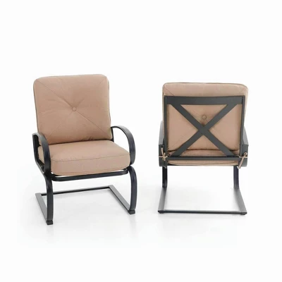 Captiva Designs 7pc Outdoor Dining Set With C-Spring Motion Chairs & Metal Table With Umbrella Hole 5 Captiva Designs 7pc Outdoor Dining Set With C-Spring Motion Chairs & Metal Table With Umbrella Hole - Image 5