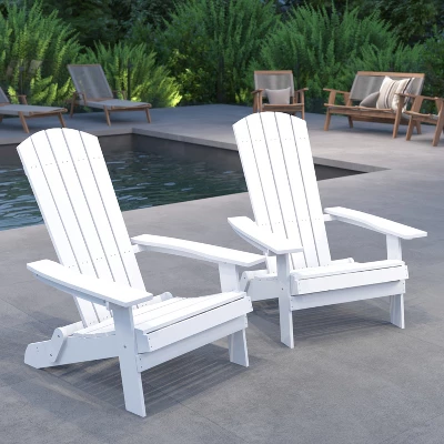 Merrick Lane Set Of 2 Poly Resin Folding Adirondack Lounge Chair - All-Weather Indoor/Outdoor Patio Chair 6 Merrick Lane Set Of 2 Poly Resin Folding Adirondack Lounge Chair - All-Weather Indoor/Outdoor Patio Chair - Image 6