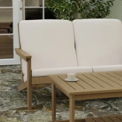 Merrick Lane All-Weather Poly Resin Wood Adirondack Style Deep Seat Patio Loveseat With Cushions -Sunnydaze Decor Store GUEST e057ef8c 4a3d 4690 a096 948184c56392