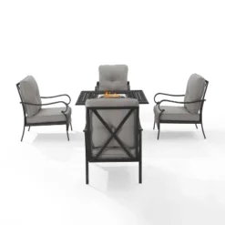 5pc Dahlia Outdoor Steel Fire Pit Set Taupe/Matte Black - Crosley -Sunnydaze Decor Store GUEST e1a47703 6c0c 46d1 9136 6261caf674ef