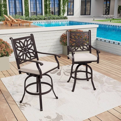 Captiva Designs 3pc Cast Aluminum Outdoor Patio Dining Set With Bar Stools Brown 1 Captiva Designs 3pc Cast Aluminum Outdoor Patio Dining Set With Bar Stools Brown