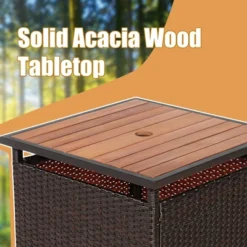 Costway 3PCS Patio Rattan Furniture Bistro Set Wood Side Table Stackable Chair -Sunnydaze Decor Store GUEST e3c4b82f ae13 4586 905f 8dbf21d86899