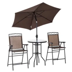 Outsunny 4 Piece Patio Bar Set For 2 With 6' Adjustable Tilt Umbrella, Outdoor Bistro Set With Folding Chairs & Glass Round Dining Table 13 Outsunny 4 Piece Patio Bar Set For 2 With 6' Adjustable Tilt Umbrella, Outdoor Bistro Set With Folding Chairs & Glass Round Dining Table -Sunnydaze Decor Store GUEST e3caad1b 8e6d 40ec b983 2f71aa2237da
