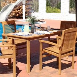 Sunnydaze Decor Sunnydaze Outdoor Solid Teak Wood With Stained Finish Rectangular Patio Dining Table - 48" - Light Brown 9 Sunnydaze Decor Sunnydaze Outdoor Solid Teak Wood With Stained Finish Rectangular Patio Dining Table - 48" - Light Brown -Sunnydaze Decor Store GUEST e43cd472 4d9b 4607 b1db 05accacea81c