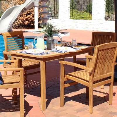 Sunnydaze Decor Sunnydaze Outdoor Solid Teak Wood With Stained Finish Rectangular Patio Dining Table - 48" - Light Brown 3 Sunnydaze Decor Sunnydaze Outdoor Solid Teak Wood With Stained Finish Rectangular Patio Dining Table - 48" - Light Brown - Image 3