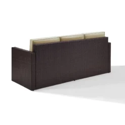 Palm Harbor Outdoor Wicker Sofa In Brown With Sand Cushions - Crosley -Sunnydaze Decor Store GUEST e54f7b81 e034 4fd4 a762 c31aee4c1376
