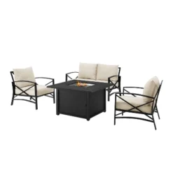 Kaplan 4pc Outdoor Conversation Set With Dante Fire Table - Oatmeal - Crosley -Sunnydaze Decor Store GUEST e56fdbe0 1c6c 4574 9f55 9d99aeaa51e4