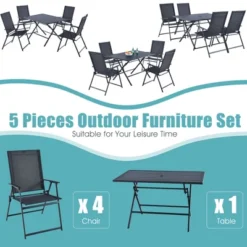 Costway 5 PCS Patio Dining Furniture Set Armchairs Folding Table No Assembly -Sunnydaze Decor Store GUEST e6f43a2f 0249 43f4 a8b1 56b1946eb67f