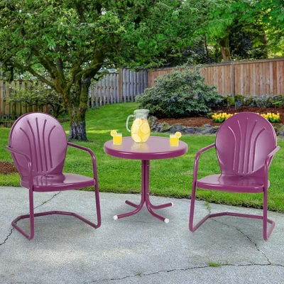 Northlight 34-Inch Outdoor Retro Tulip Armchair, Purple 2 Northlight 34-Inch Outdoor Retro Tulip Armchair, Purple - Image 2