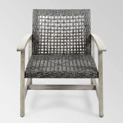 Hampton 2pk Wood & Wicker Mid-Century Club Chairs - Light Gray/Black - Christopher Knight Home 7 Hampton 2pk Wood & Wicker Mid-Century Club Chairs - Light Gray/Black - Christopher Knight Home - Image 7