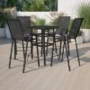 Flash Furniture Outdoor Dining Set - 4-Person Bistro Set - Outdoor Glass Bar Table With All-Weather Patio Stools