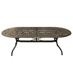 95" Oval Modern Outdoor Mesh Lattice Aluminum Dining Table - Bronze - Oakland Living