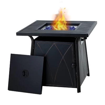 5pc Outdoor Conversation Set With Swivel Chairs & 28" Square Propane Fire Table - Captiva Designs 1 5pc Outdoor Conversation Set With Swivel Chairs & 28" Square Propane Fire Table - Captiva Designs