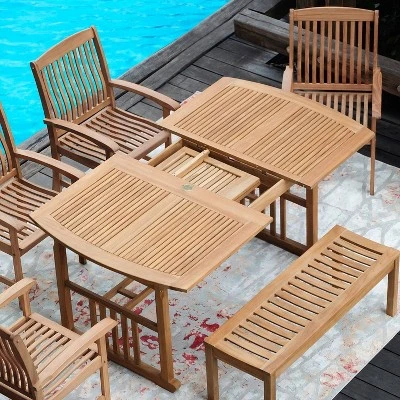 Cambridge Casual 6pc Auburn Teak Outdoor Patio Dining Furniture Set With Cushion 8 Cambridge Casual 6pc Auburn Teak Outdoor Patio Dining Furniture Set With Cushion - Image 8
