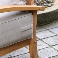 Caterina Teak Patio Sofa With Cushion - Beige - Cambridge Casual 16 Caterina Teak Patio Sofa With Cushion - Beige - Cambridge Casual -Sunnydaze Decor Store GUEST f0699cc9 b204 4d7a 9841 4079a192b64c