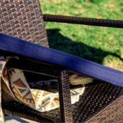 3pc Patio Dining Set With 22" Square Metal Table With Umbrella Hole & 2 Rattan Chairs - Black - Captiva Designs -Sunnydaze Decor Store GUEST f11c3fa2 77ad 47b3 be7f 035a91c5eb04