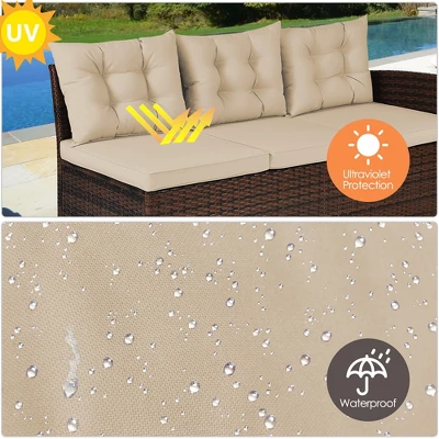 Costway 3PCS Rattan Dining Set Patio Furniture 6 Seats Sofa Cushioned 7 Costway 3PCS Rattan Dining Set Patio Furniture 6 Seats Sofa Cushioned - Image 7