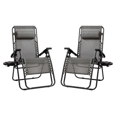 Emma And Oliver 2 Pack Adjustable Mesh Zero Gravity Lounge Chair With Cup Holder Tray 15 Emma And Oliver 2 Pack Adjustable Mesh Zero Gravity Lounge Chair With Cup Holder Tray - Image 15
