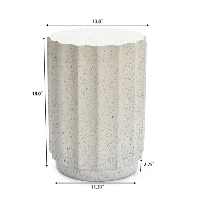 LuxenHome Off White With Gray Cement Round Side Table 8 LuxenHome Off White With Gray Cement Round Side Table - Image 8