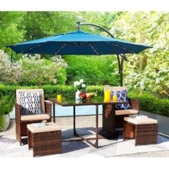 5pc Outdoor Wicker Conversation Set With Rattan Chairs & Ottomans & Tempered Glass Tables - Devoko -Sunnydaze Decor Store GUEST f27b6db2 90bd 4d5c a6b0 8edc4381af80