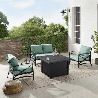 Kaplan 4pc Outdoor Conversation Set With Dante Fire Table - Mist - Crosley 6 Kaplan 4pc Outdoor Conversation Set With Dante Fire Table - Mist - Crosley - Image 6