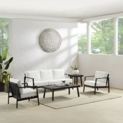 Linon Lark Aluminum Three Seater Sofa White -Sunnydaze Decor Store GUEST f2844bd5 ea8b 47f2 8054 714d1873c439