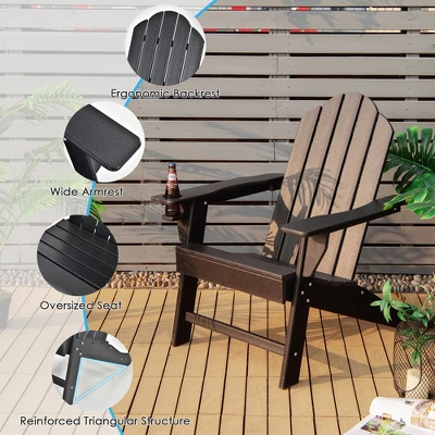 Costway 2PCS Patio Adirondack Chair Weather Resistant Garden Deck W/Cup Holder WhiteBlackGreyTurquoise 6 Costway 2PCS Patio Adirondack Chair Weather Resistant Garden Deck W/Cup Holder WhiteBlackGreyTurquoise - Image 6