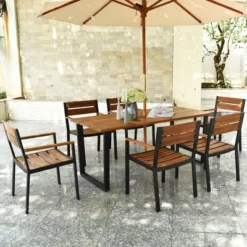 Costway 7PCS Patented Patio Dining Chair Table Set Acacia Wood Backyard W/Umbrella Hole 12 Costway 7PCS Patented Patio Dining Chair Table Set Acacia Wood Backyard W/Umbrella Hole -Sunnydaze Decor Store GUEST f2e848a5 5942 4ddc af30 ced9a8c1687e