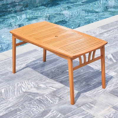 Kapalua 3pc Honey Nautical Wooden Patio Dining Set With 2 Benches - Vifah 4 Kapalua 3pc Honey Nautical Wooden Patio Dining Set With 2 Benches - Vifah - Image 4