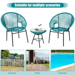 Costway 3PCS Patio Acapulco Furniture Bistro Set Plastic Rope Glass Table -Sunnydaze Decor Store GUEST f324d3cc 026b 49c8 b529 956a636083d1