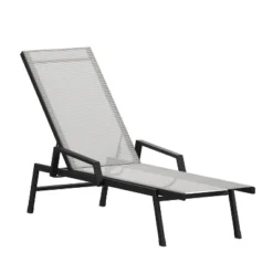 Emma And Oliver Textilene Adjustable 5 Position Patio Chaise Lounge With Armrests And Metal Frame -Sunnydaze Decor Store GUEST f36c4399 ba2d 45df b2af be299fab5332