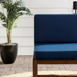 Modular Acacia Wood Armless Patio Chair With Cushion - Dark Brown/Navy - Saracina Home 19 Modular Acacia Wood Armless Patio Chair With Cushion - Dark Brown/Navy - Saracina Home -Sunnydaze Decor Store GUEST f434940d d8c2 4298 9d4d 48efad42bf66