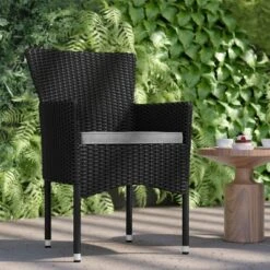 Flash Furniture Maxim Modern Wicker Patio Armchairs For Deck Or Backyard, Fade And Weather-Resistant Frames And Cushions -Sunnydaze Decor Store GUEST f53ed0b1 893d 4a0d 823a 90ddac8337fc