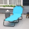 Outsunny Foldable Outdoor Chaise Lounge Chair, 5-Level Reclining Camping Tanning Chair With Strong Oxford Fabric For Beach, Patio, Pool, Sky Blue