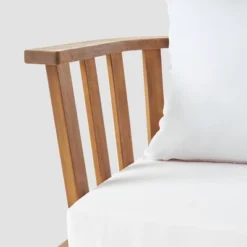 Barton 2pc Acacia Wood Club Chair & Table Set - Teak/White - Christopher Knight Home -Sunnydaze Decor Store GUEST f794c85d 40ed 4c50 a363 7ba8865703df