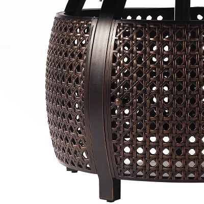 5pc Outdoor Fire Table Set With Weave 44" Round Fire Table, 4 Deep Seating Swivel Rocking Chairs & Table Fabric Covers - Oakland Living 7 5pc Outdoor Fire Table Set With Weave 44" Round Fire Table, 4 Deep Seating Swivel Rocking Chairs & Table Fabric Covers - Oakland Living - Image 7