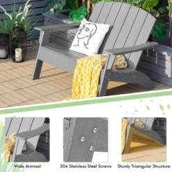 Costway Patio Adirondack Chair Loveseat Bench HDPE Weather Resistant Deck Grey -Sunnydaze Decor Store GUEST f7c4a15e 7a72 437d 99be a29555b3cd0d