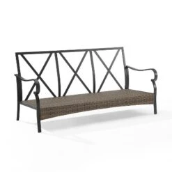 Dahlia Outdoor Steel Sofa Taupe/Matte Black - Crosley -Sunnydaze Decor Store GUEST f895d8bc 00b7 4c56 b8f7 4f667d0f2ad8