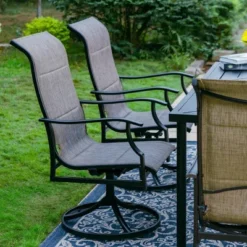 7pc Outdoor Dining Set With With Padded Sling Chairs & Metal Rectangle Table With Umbrella Hole - Captiva Designs -Sunnydaze Decor Store GUEST f8a44b48 3442 4ce7 b513 1f2df04c3112
