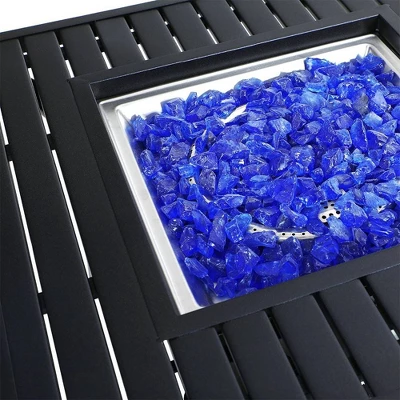 5pc Outdoor Conversation Set With Swivel Chairs & 28" Square Propane Fire Table - Captiva Designs 3 5pc Outdoor Conversation Set With Swivel Chairs & 28" Square Propane Fire Table - Captiva Designs - Image 3