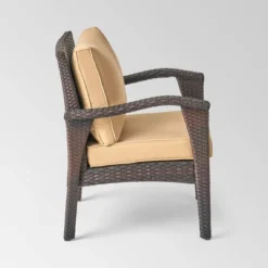 Kalo 5pc Wicker Chat Set With Fire Table - Brown/Tan/Light Gray - Christopher Knight Home -Sunnydaze Decor Store GUEST f95b24c3 41fb 4c2d b04a c737f5a21df4