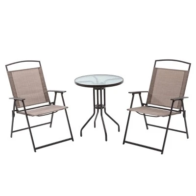 3pc Outdoor Dining Furniture Patio Bistro Set With 2 Folding Chairs & Round Table -Crestlive Products 9 3pc Outdoor Dining Furniture Patio Bistro Set With 2 Folding Chairs & Round Table -Crestlive Products - Image 9