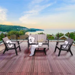 Enzo 4pc Faux Wood All-Weather Conversation Chat Set - DUKAP -Sunnydaze Decor Store GUEST fae6e7e5 1fad 467a 962d 8c6a9d72c035