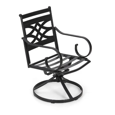 5pc Outdoor Dining Set With Swivel Chairs With Seat & Back Cushions & Square Metal Table With Umbrella Hole - Captiva Designs 18 5pc Outdoor Dining Set With Swivel Chairs With Seat & Back Cushions & Square Metal Table With Umbrella Hole - Captiva Designs - Image 18