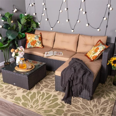 Captiva Designs 7pc Steel & Wicker Outdoor Square Fire Pit Furniture Set With Cushions 2 Captiva Designs 7pc Steel & Wicker Outdoor Square Fire Pit Furniture Set With Cushions - Image 2