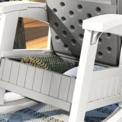 Suncast Outdoor Lightweight Portable Rocking Chair With 7 Gallon In-Seat Storage, Porch, Patio, Deck Furniture, 375 Pound Capacity, Dove Gray (2 Pack) -Sunnydaze Decor Store GUEST fb9d5582 32c0 41f8 b372 518f5c8886fc