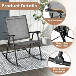 Costway 2pcs Patio Folding Rocking Chair Heavy-Duty Metal Frame Rockers Outdoor -Sunnydaze Decor Store GUEST fc943fe9 d5d8 48b6 b049 d1637f6a351c