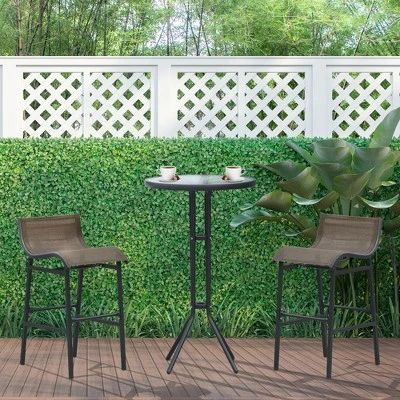 Outsunny 3 Piece Bar Height Outdoor Bistro Set For 2, Round Patio Pub Table 2 Bar Chairs With Comfortable Design & Durable Build, Black/Tan 1 Outsunny 3 Piece Bar Height Outdoor Bistro Set For 2, Round Patio Pub Table 2 Bar Chairs With Comfortable Design & Durable Build, Black/Tan